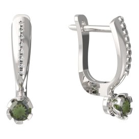 BG vltavínové náušnice 869 Bílé zlato - 585 Vltavín a diamant