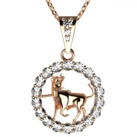 Zlatý přívěsek znamení Býk s lab-grown diamantem, růžové zlato 585 – 044 (Zd14044E2)