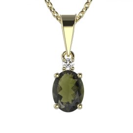 BG přívěs vsazen vltavín  622 Žluté zlato - 585 Vltavín a diamant