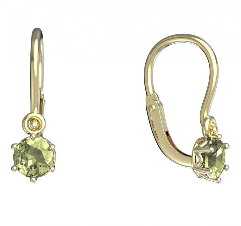 BeKid dětské náušnice 1293 Žluté zlato - 585 Zelený kubický zirkon