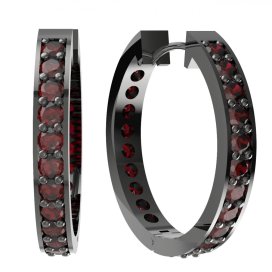 BG náušnice vsazený český granát  808 Stříbro 925 - ruthenium (30-90dní) Granát