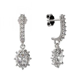 BG zlaté diamantové náušnice ovál - 953 Bílé zlato - 585 Diamant lab-grown