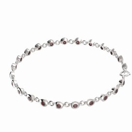 BG náramek vsazeny kameny:český granát  732 Stříbro 925 - rhodium Granát