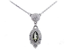 BG náhrdelník s granátem  957 Stříbro 925 - rhodium Vltavín a  kubický zirkon