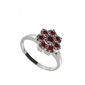 BG prsten kulatý 456-I Stříbro 925 - rhodium Granát