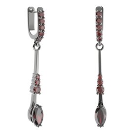 BG náušnice s centrálním oválným kamenem 483-B93 Stříbro 925 - ruthenium (30-90dní) Granát