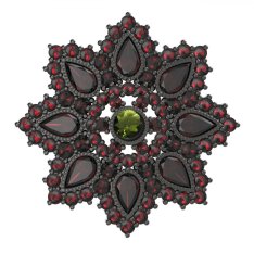 BG brož 203 Stříbro 925 - ruthenium (30-90dní) Vltavín a granát