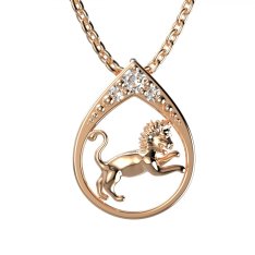BG zlatý diamantový přívěšek Lev 047 Růžové zlato 585 (30-90dní) Diamant lab-grown