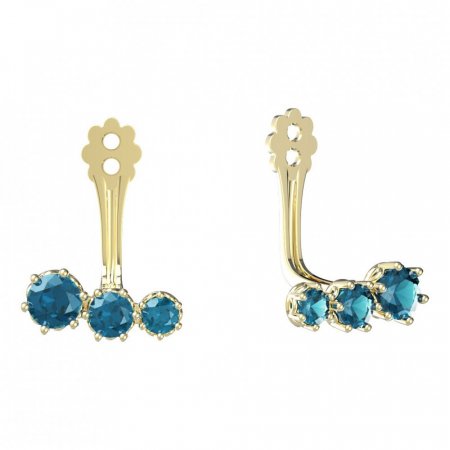 BeKid Gold earrings components  three stones - Metal: Yellow gold 585, Stone: Light blue cubic zircon