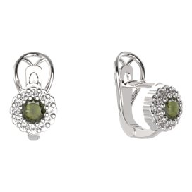 BG náušnice 452-R7 kulaté Stříbro 925 - rhodium Vltavín a kubický zirkon