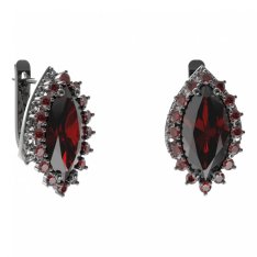 BG náušnice s centrálním oválným kamenem 513-90 Stříbro 925 - ruthenium (30-90dní) Granát