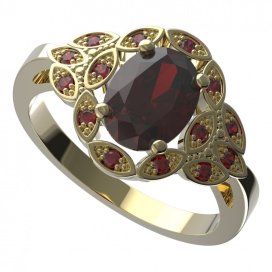 BG prsten český přírodní granát  961 Stříbro 925 - pozlacené Granát