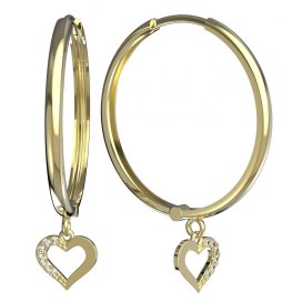 BeKid dětské náušnice srdíčko 599 Žluté zlato - 585 Diamant