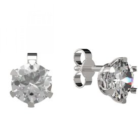 BG zlaté náušnice 876 Bílé zlato - 585 Bílý kubický zirkon