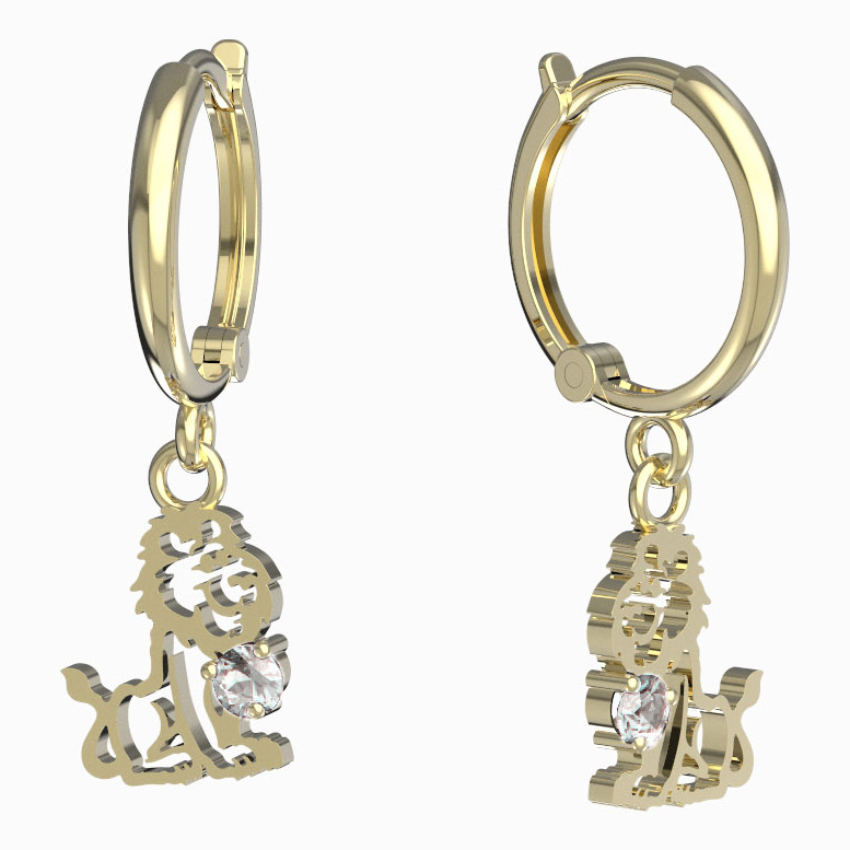 BeKid dětské náušnice lev 1191 Bílé zlato - 585 Diamant