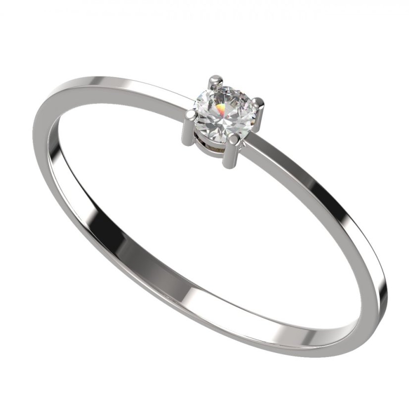 BG zlatý diamantový prstýnek 906 Bílé zlato - 585 Diamant lab-grown