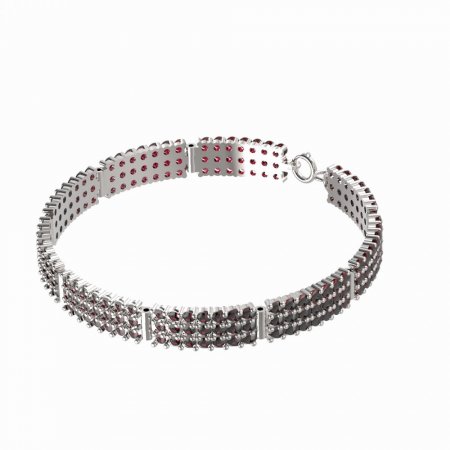 BG bracelet 042 - Metal: Silver 925 - ruthenium, Stone: Garnet