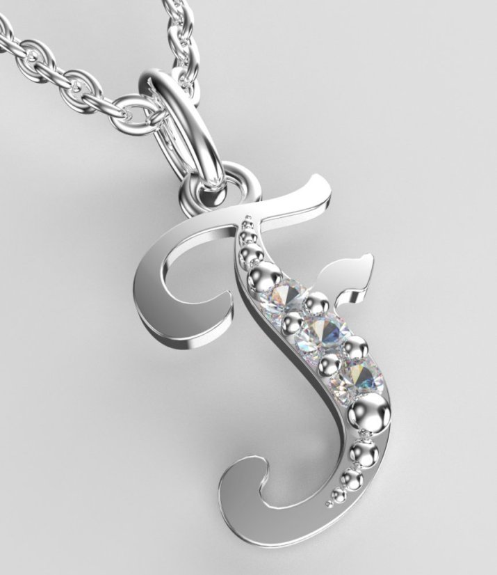 BeKid dětský zlatý přívěsek písmenko F - 1515 Bílé zlato - 585 Diamant