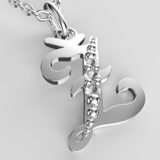 BeKid dětský zlatý přívěsek písmenko Ž - 1535 Bílé zlato - 585 Diamant