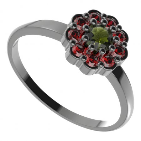 BG ring circular 453-I - Metal: Silver 925 - rhodium, Stone: Garnet