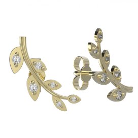 BG zlaté náušnice větvička 1405 Žluté zlato - 585 diamant