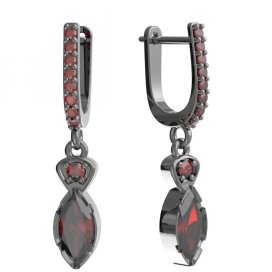 BG náušnice vsazený přírodní granát  915 91 Stříbro 925 - ruthenium (30-90dní) Granát