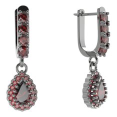 BG kapkovitého tvaru náušnice 454-96 Stříbro 925 - ruthenium (30-90dní) Granát