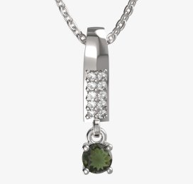 BG zlatý přívěšek 725 Bílé zlato - 585 Vltavín a diamant