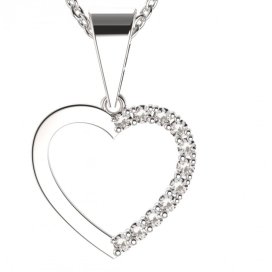 BG zlatý diamantový přívěšek srdíčko 1264 Bílé zlato - 585 Diamant lab-grown