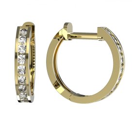 BG zlaté diamantové náušnice 654 kruhy Žluté zlato - 585 Diamant lab-grown