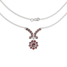 BG náhrdelník přírodní granát 267 Stříbro 925 - rhodium Granát