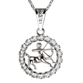 BG zlatý přívěšek Střelec 044 Bílé zlato - 585 Bílý kubický zirkon