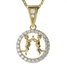 BG zlatý diamantový přívěšek Blíženci 052 Žluté zlato - 585 Diamant lab-grown