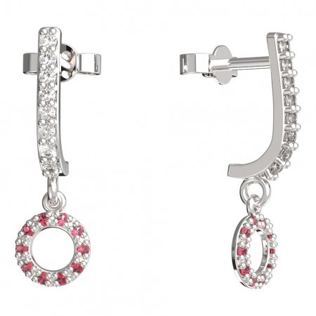 BeKid, Gold kids earrings -836 - Switching on: Pendant hanger, Metal: White gold 585, Stone: Red cubic zircon