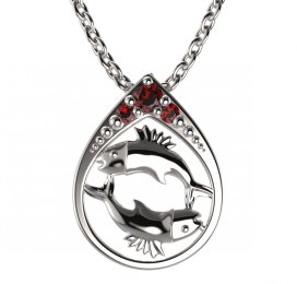 BG granátový přívěšek Ryby 047 Stříbro 925 - rhodium Granát