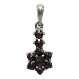 Stříbrný prsten s českým granátem, ruthenium – 014