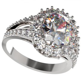 BG zlatý prstýnek 977 Bílé zlato - 585 Bílý kubický zirkon