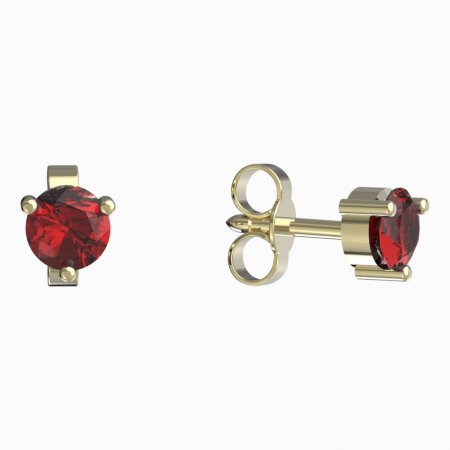 BeKid, Gold kids earrings -782 - Switching on: Puzeta, Metal: Yellow gold 585, Stone: Red cubic zircon