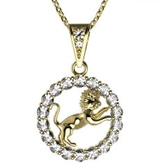 BG zlatý diamantový přívěšek Lev 044 Žluté zlato - 585 Diamant lab-grown