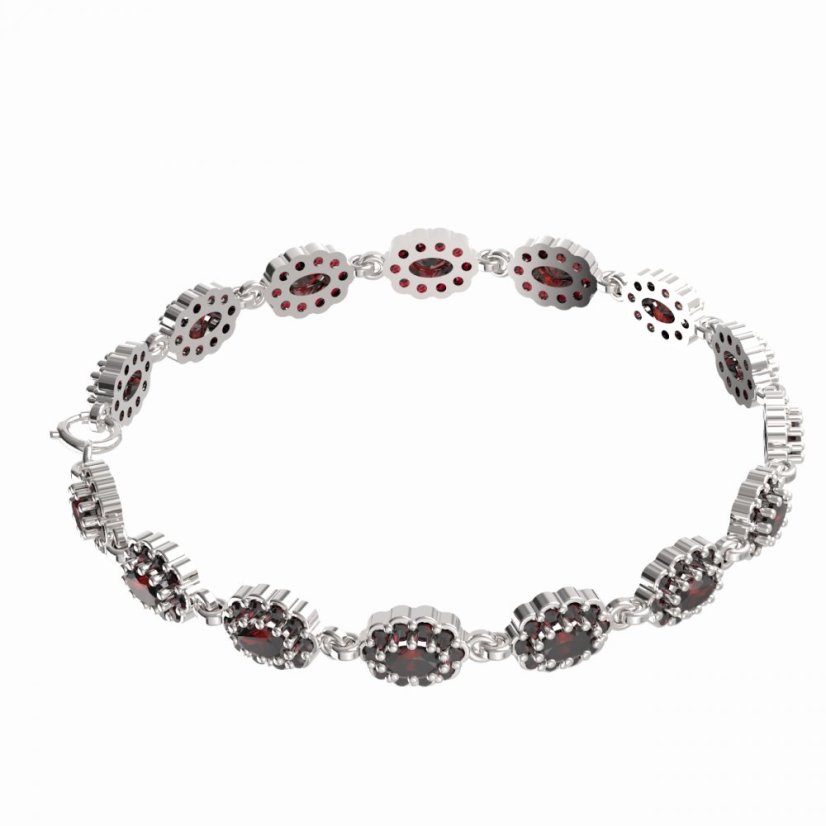 BG náramek přírodní broušený granát   455 Stříbro 925 - rhodium Granát