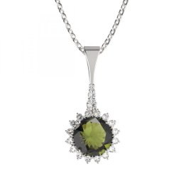 BG přívěs kruhováho tvaru 512-B Stříbro 925 - rhodium Vltavín a  kubický zirkon
