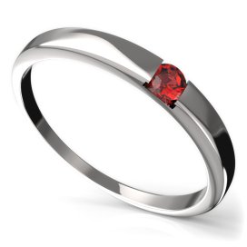BG zlatý prstýnek 796 Bílé zlato - 585 Červený kubický zirkon