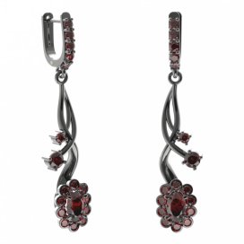 BG náušnice s centrálním oválným kamenem 517-P93 Stříbro 925 - ruthenium (30-90dní) Granát