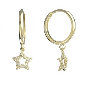 BG zlaté náušnice hvězdička 826 Žluté zlato - 585 Diamant