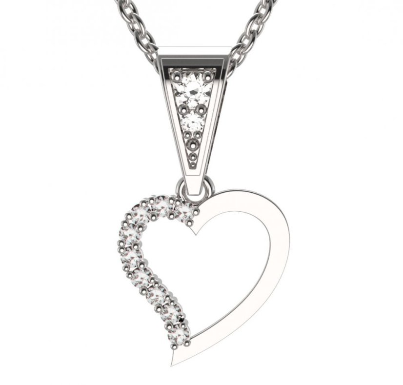 BG zlatý přívěšek srdíčko 1252 Bílé zlato - 585 Diamant