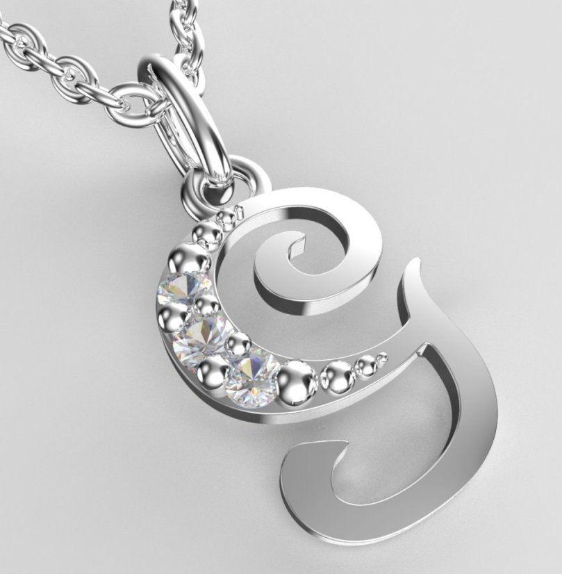 BeKid dětský zlatý přívěsek písmenko G - 1516 Bílé zlato - 585 Diamant