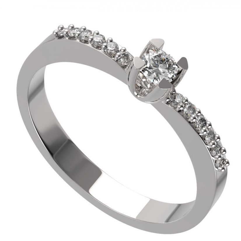 BG zlatý diamantový prstýnek 772 Bílé zlato - 585 Diamant lab-grown