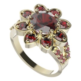 BG prsten oválný 698-Y Stříbro 925 - pozlacené Granát