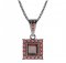 BG pendant square 099-2 - Metal: Silver 925 - rhodium, Stone: Garnet
