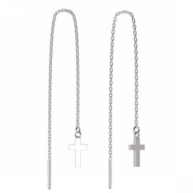BG zlaté náušnice křížek 1105 Bílé zlato - 585
